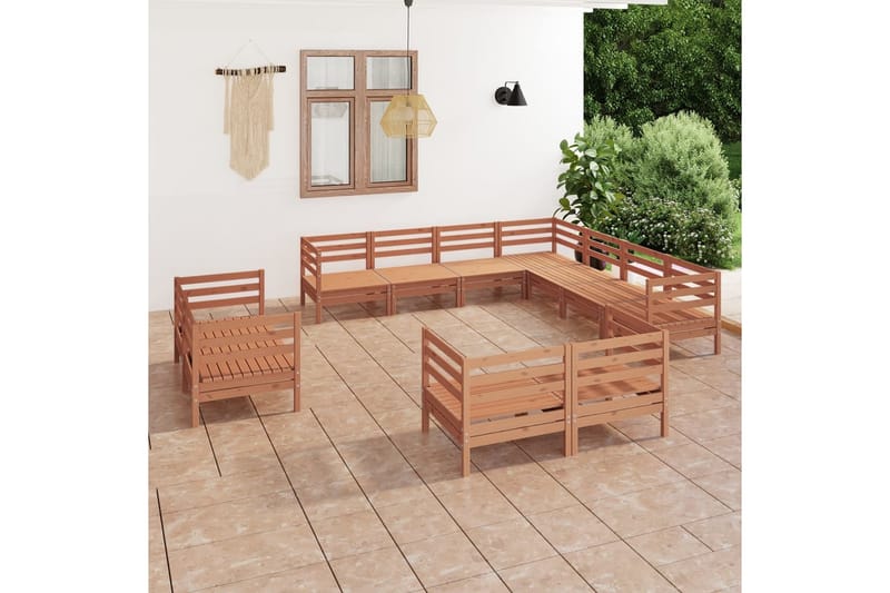 Hagesofagruppe 11 deler honningbrun heltre furu - Brun - Verandamøbler - Sofagruppe utendørs - Loungesett
