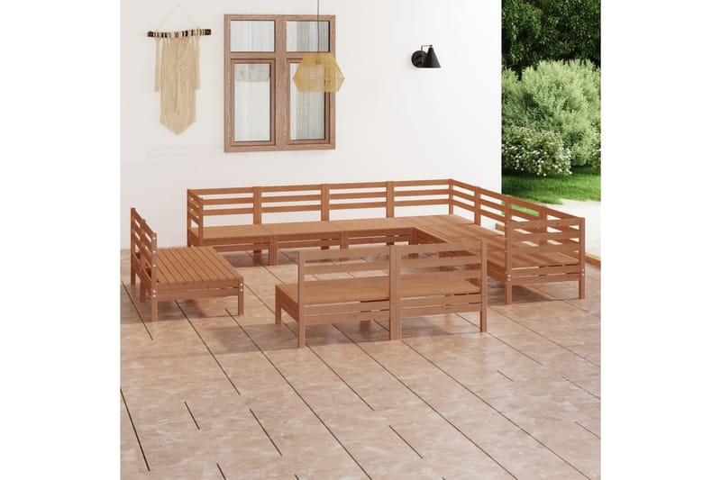 Hagesofagruppe 11 deler honningbrun heltre furu - Brun - Hagemøbler - Loungemøbler - Loungesett