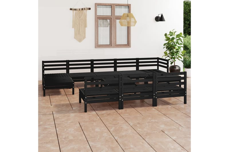 Hagesofagruppe 11 deler svart heltre furu - Svart - Hagemøbler - Loungemøbler - Loungesett
