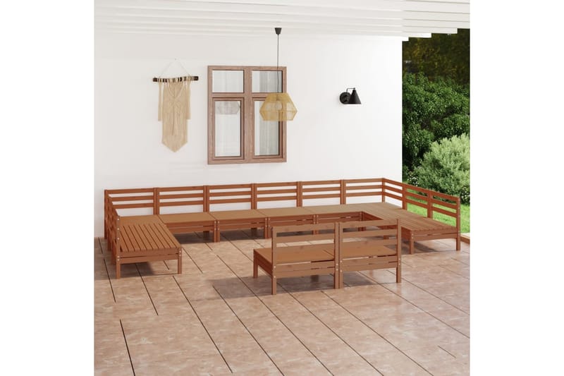 Hagesofagruppe 12 deler honningbrun heltre furu - Brun - Verandamøbler - Sofagruppe utendørs - Loungesett