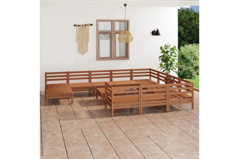 Hagesofagruppe 12 deler honningbrun heltre furu - Brun - Hagemøbler - Loungemøbler - Loungesett