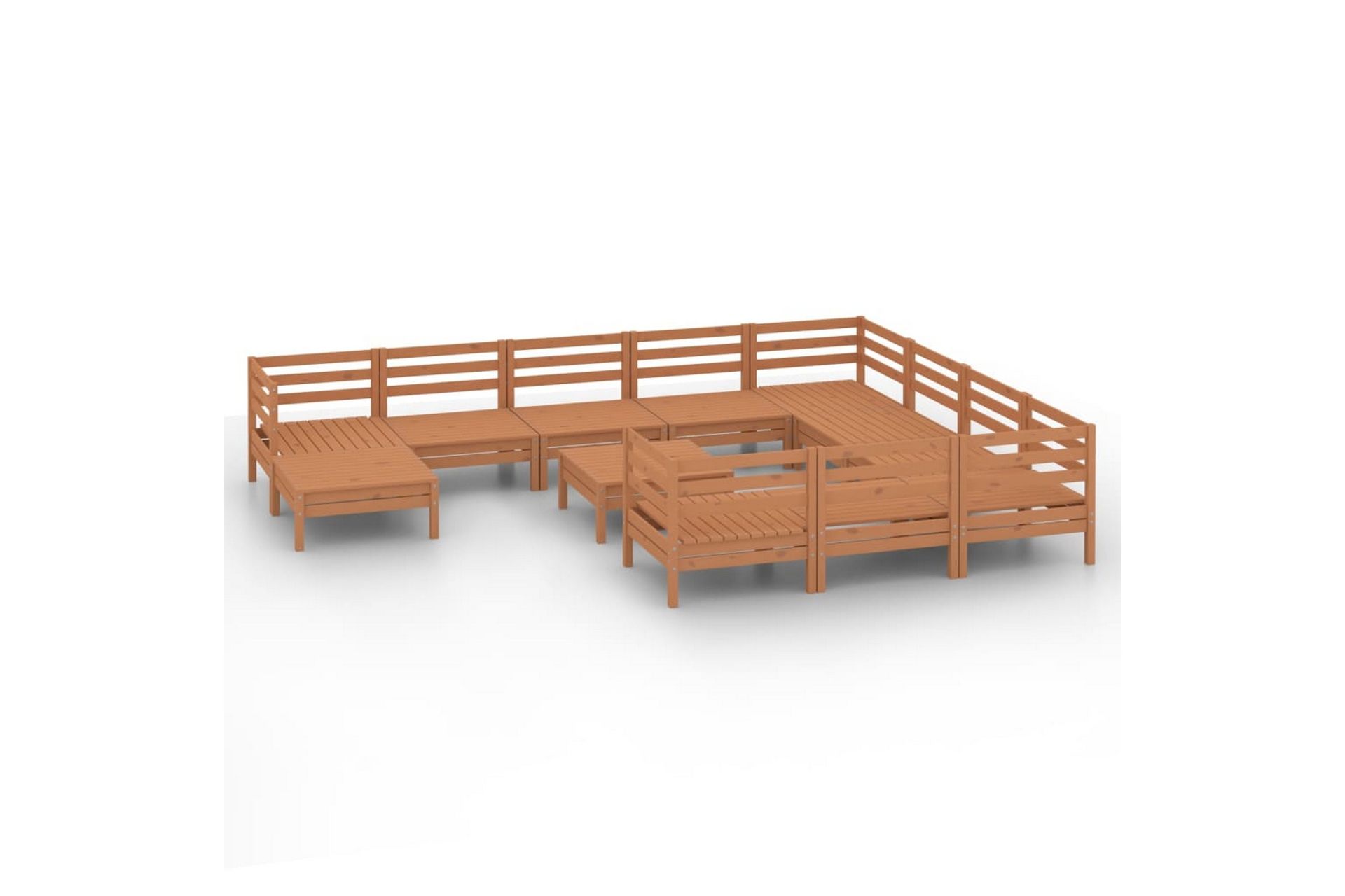 Hagesofagruppe 12 deler honningbrun heltre furu - Brun - Hagemøbler - Loungemøbler - Loungesett