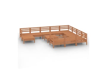 Hagesofagruppe 12 deler honningbrun heltre furu - Brun - Hagemøbler - Loungemøbler - Loungesett