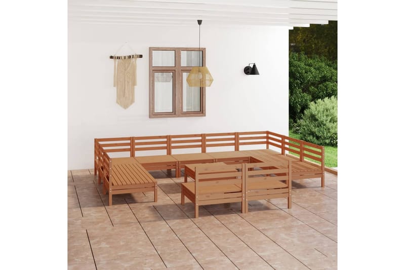 Hagesofagruppe 12 deler honningbrun heltre furu - Brun - Verandamøbler - Sofagruppe utendørs - Loungesett