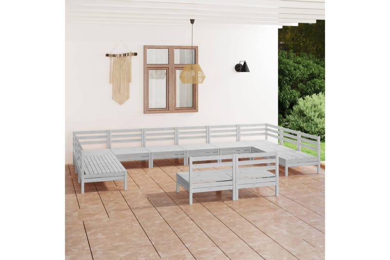 Hagesofagruppe 12 deler hvit heltre furu - Hvit - Verandamøbler - Sofagruppe utendørs - Loungesett