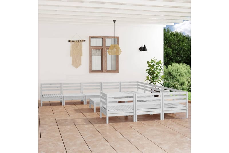Hagesofagruppe 12 deler hvit heltre furu - Hvit - Hagemøbler - Loungemøbler - Loungesett