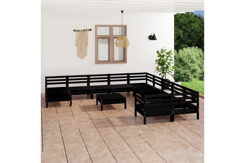 Hagesofagruppe 12 deler svart heltre furu - Svart - Hagemøbler - Loungemøbler - Loungesett