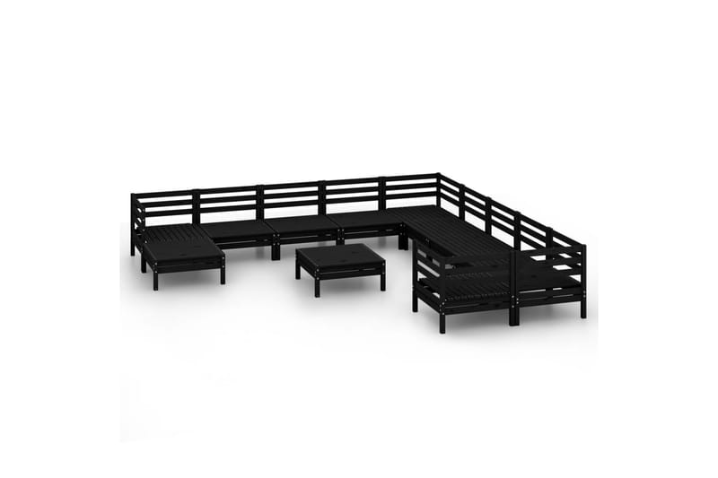 Hagesofagruppe 12 deler svart heltre furu - Svart - Hagemøbler - Loungemøbler - Loungesett