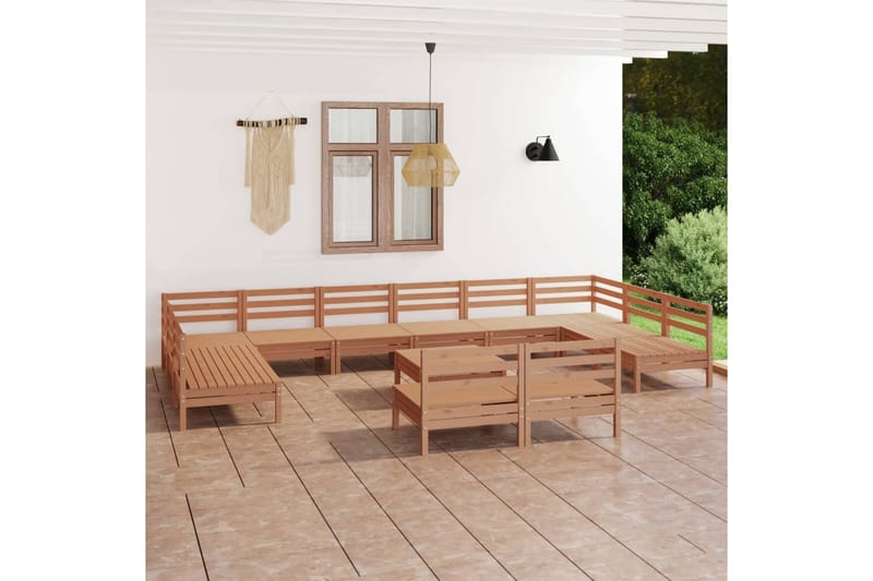 Hagesofagruppe 13 deler honningbrun heltre furu - Brun - Verandamøbler - Sofagruppe utendørs - Loungesett