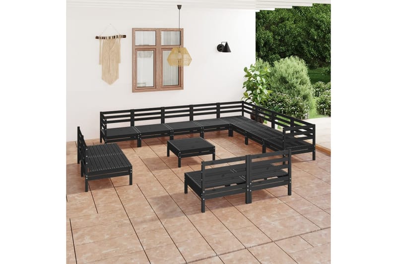 Hagesofagruppe 13 deler svart heltre furu - Svart - Hagemøbler - Loungemøbler - Loungesett