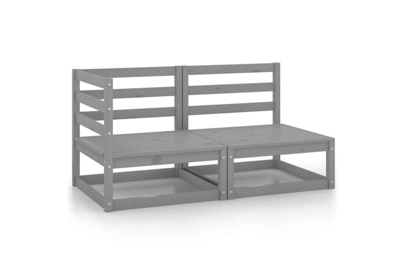 Hagesofagruppe 2 deler grå heltre furu - Grå - Verandamøbler - Sofagruppe utendørs - Loungesett