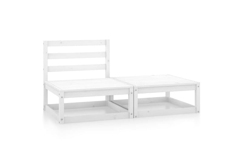 Hagesofagruppe 2 deler hvit heltre furu - Hvit - Verandamøbler - Sofagruppe utendørs - Loungesett