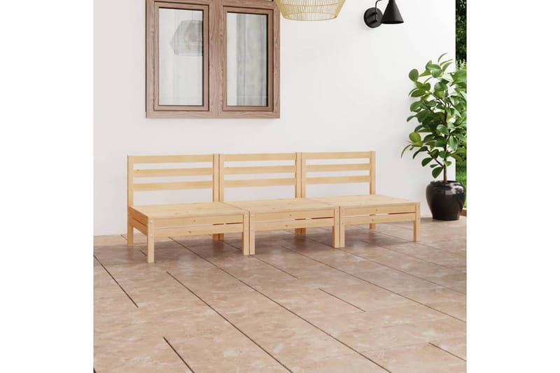 Hagesofagruppe 3 deler heltre furu - Brun - Verandamøbler - Sofagruppe utendørs - Loungesett