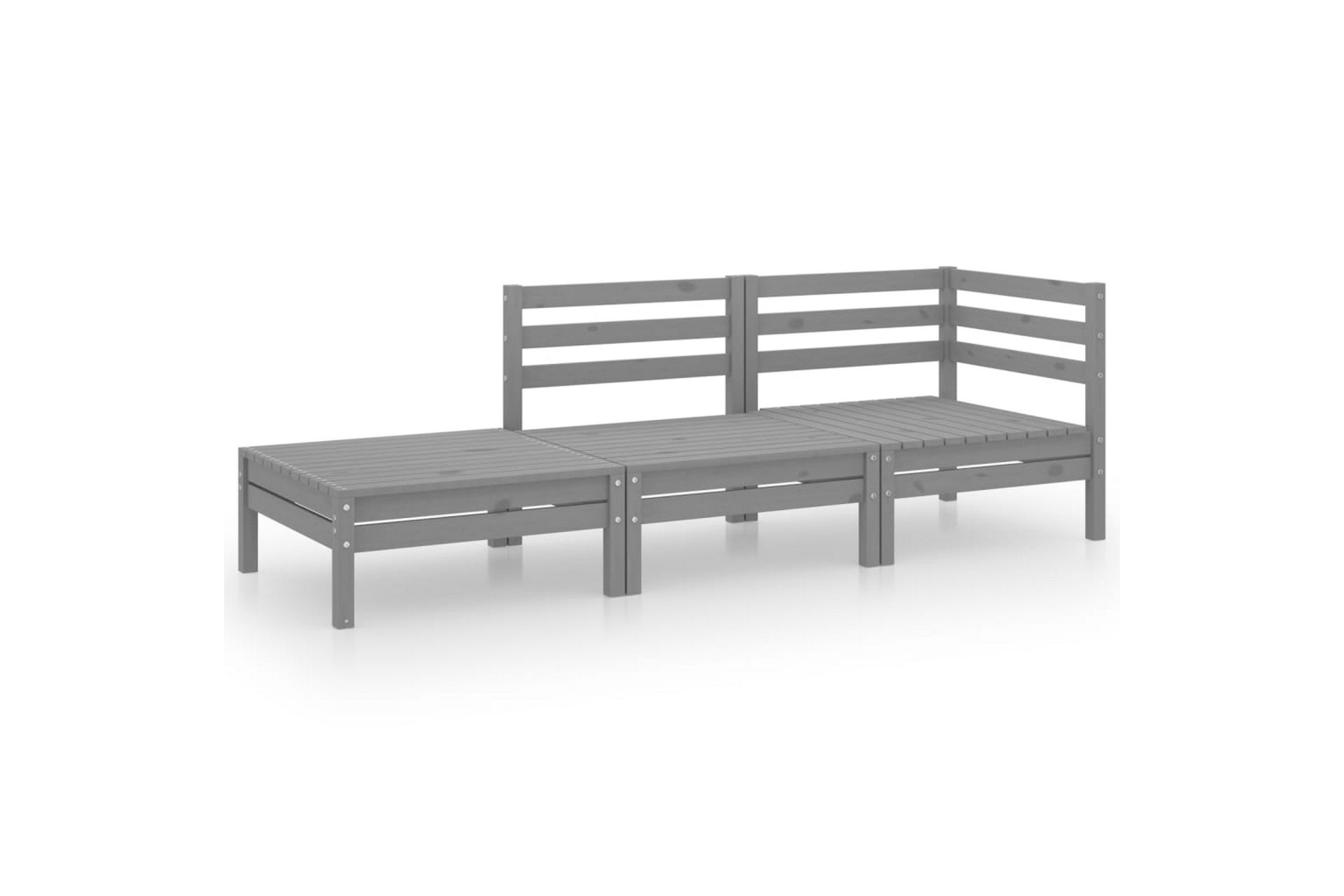 Hagesofagruppe 3 deler heltre furu - Grå - Hagemøbler - Loungemøbler - Loungesett