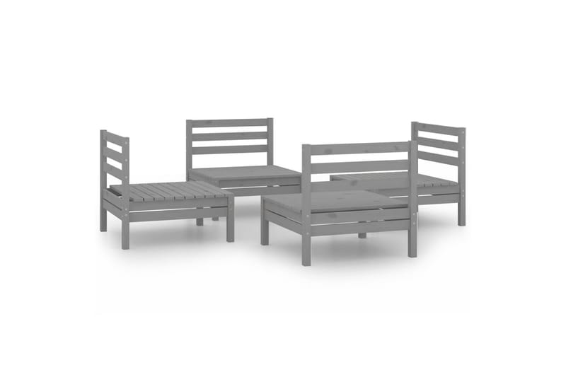 Hagesofagruppe 4 deler grå heltre furu - Grå - Verandamøbler - Sofagruppe utendørs - Loungesett