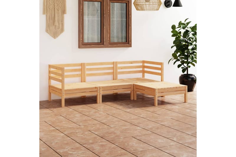 Hagesofagruppe 4 deler heltre furu - Brun - Verandamøbler - Sofagruppe utendørs - Loungesett