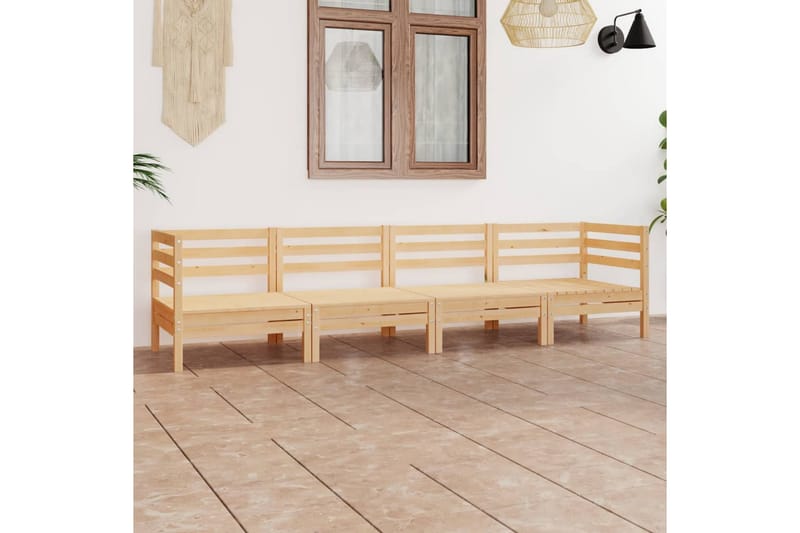 Hagesofagruppe 4 deler heltre furu - Brun - Hagemøbler - Loungemøbler - Loungesett