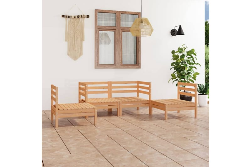 Hagesofagruppe 4 deler heltre furu - Brun - Hagemøbler - Loungemøbler - Loungesett