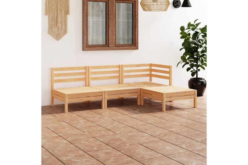 Hagesofagruppe 4 deler heltre furu - Brun - Verandamøbler - Sofagruppe utendørs - Loungesett
