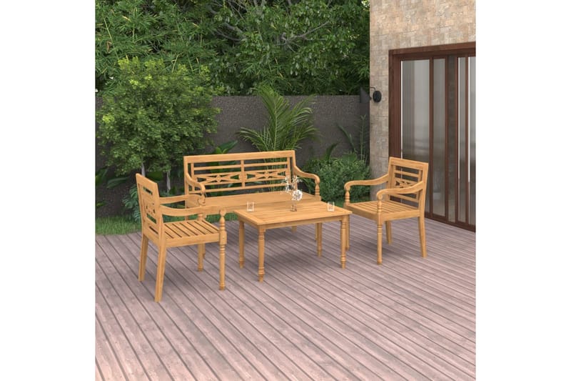 Hagesofagruppe 4 deler heltre teak - Brun - Verandamøbler - Sofagruppe utendørs - Loungesett