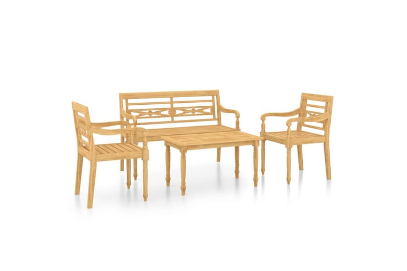 Hagesofagruppe 4 deler heltre teak - Brun - Verandamøbler - Sofagruppe utendørs - Loungesett