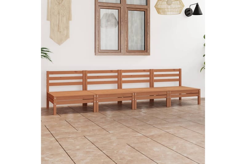 Hagesofagruppe 4 deler honningbrun heltre furu - Brun - Hagemøbler - Loungemøbler - Loungesett