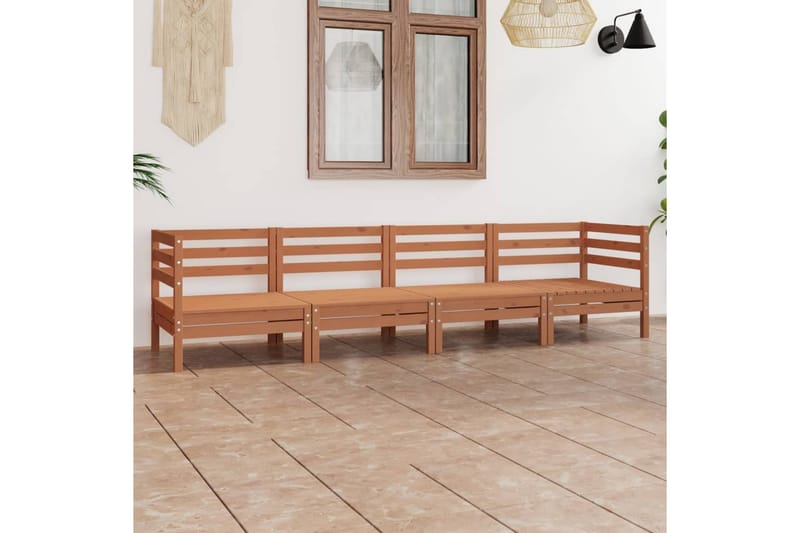 Hagesofagruppe 4 deler honningbrun heltre furu - Brun - Verandamøbler - Sofagruppe utendørs - Loungesett