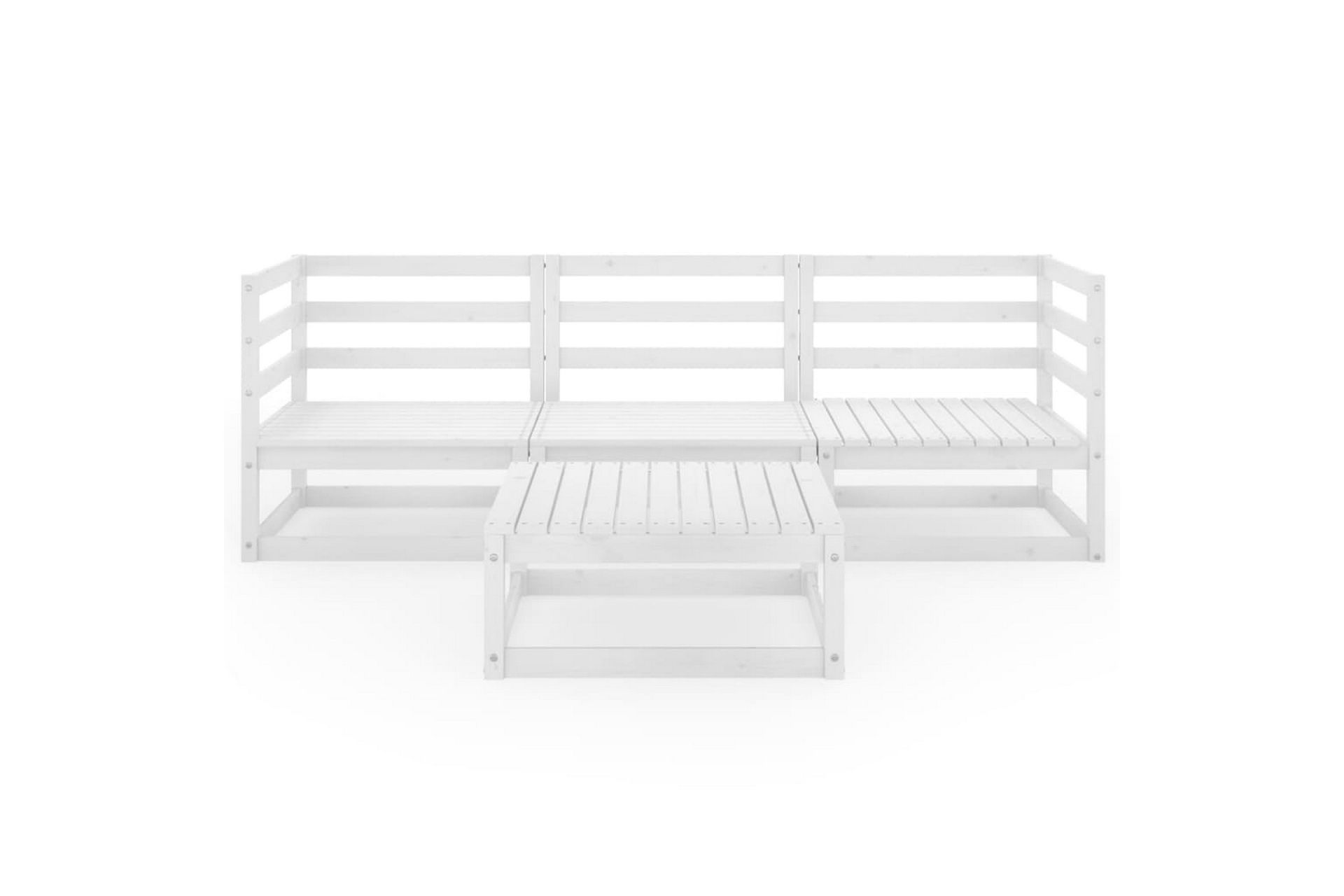 Hagesofagruppe 4 deler hvit heltre furu - Hvit - Hagemøbler - Loungemøbler - Loungesett