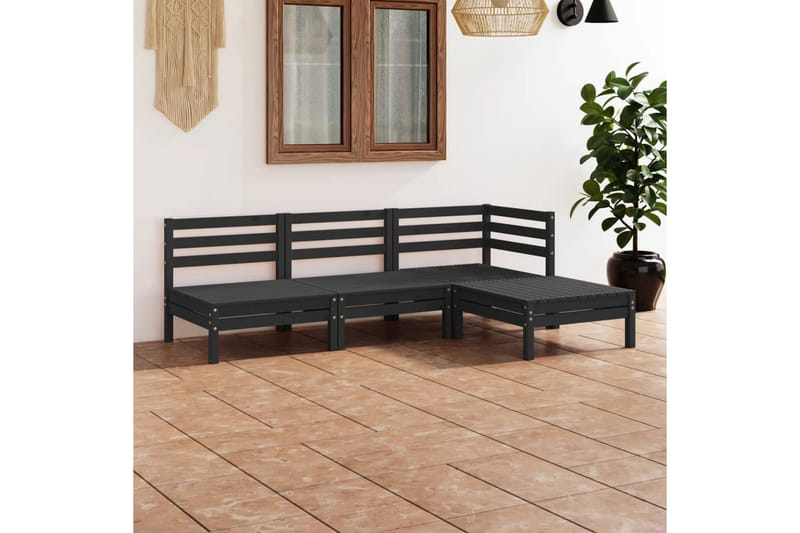 Hagesofagruppe 4 deler svart heltre furu - Svart - Hagemøbler - Loungemøbler - Loungesett