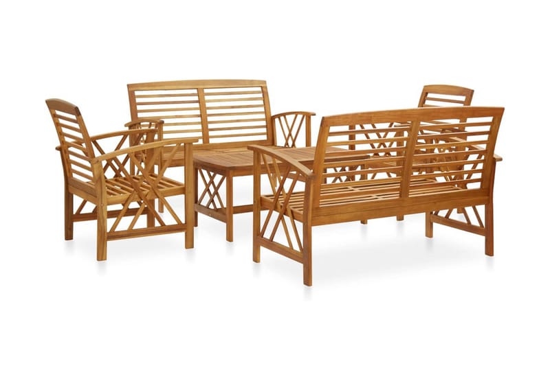 Hagesofagruppe 5 deler heltre akasie - Brun - Verandamøbler - Sofagruppe utendørs - Loungesett
