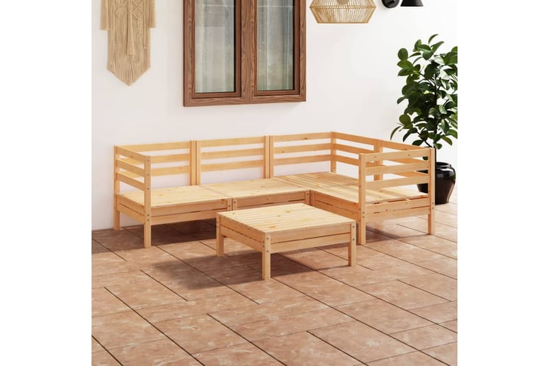 Hagesofagruppe 5 deler heltre furu - Brun - Verandamøbler - Sofagruppe utendørs - Loungesett