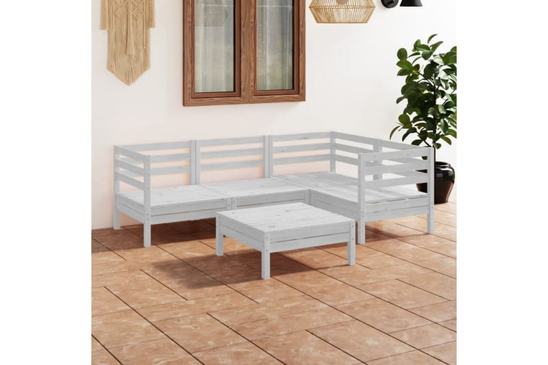 Hagesofagruppe 5 deler heltre furu hvit - Hvit - Hagemøbler - Loungemøbler - Loungesett