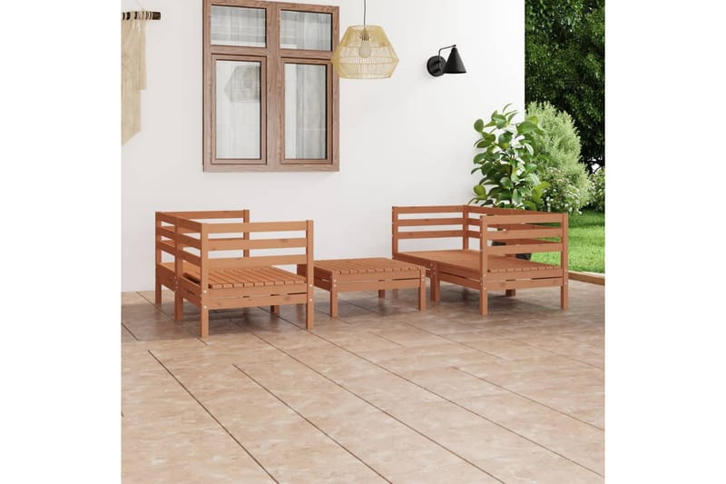 Hagesofagruppe 5 deler honningbrun heltre furu - Brun - Verandamøbler - Sofagruppe utendørs - Loungesett