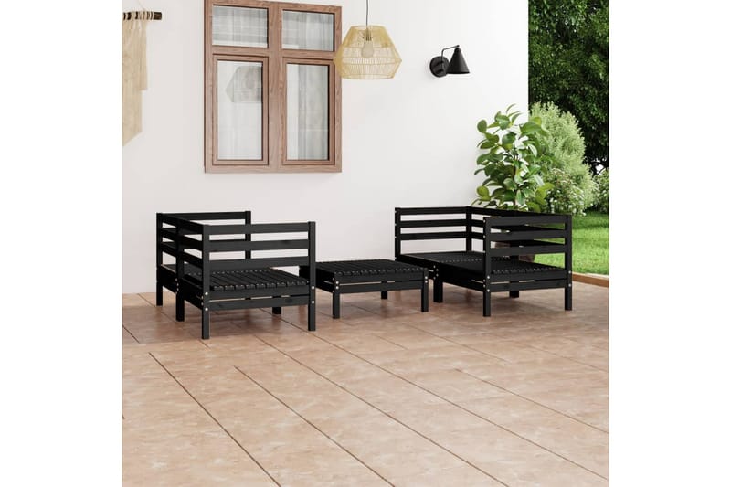 Hagesofagruppe 5 deler svart heltre furu - Svart - Hagemøbler - Loungemøbler - Loungesett