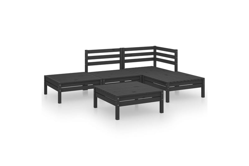 Hagesofagruppe 5 deler svart heltre furu - Svart - Hagemøbler - Loungemøbler - Loungesett