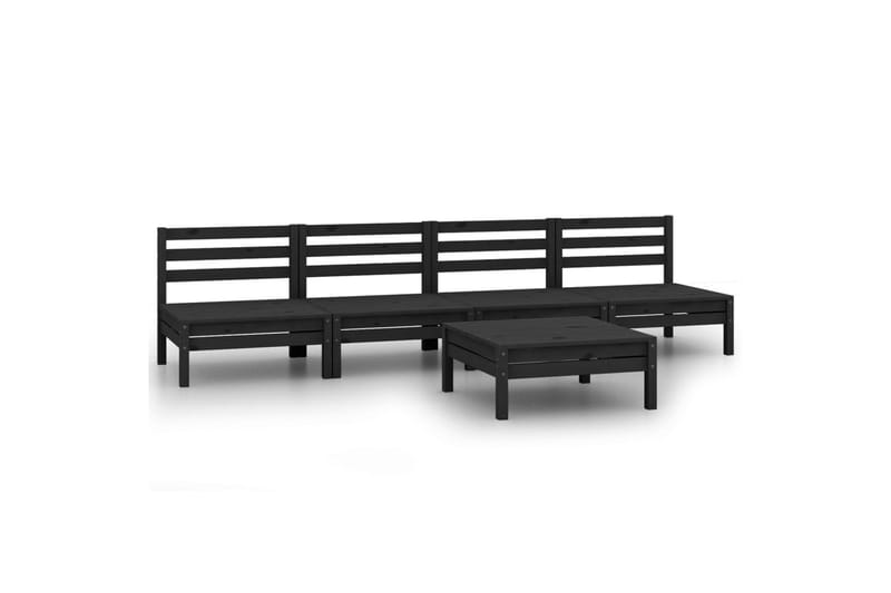 Hagesofagruppe 5 deler svart heltre furu - Svart - Hagemøbler - Loungemøbler - Loungesett