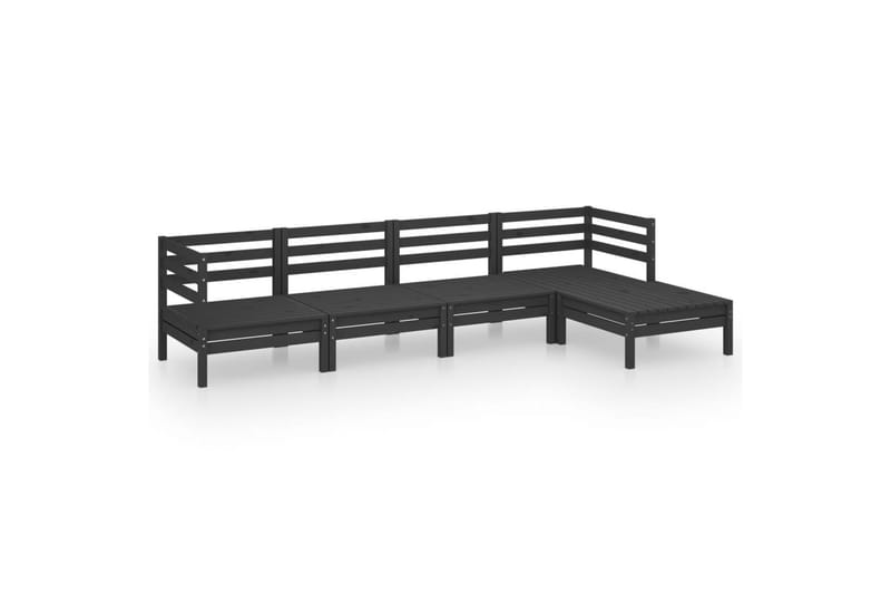 Hagesofagruppe 5 deler svart heltre furu - Svart - Hagemøbler - Loungemøbler - Loungesett