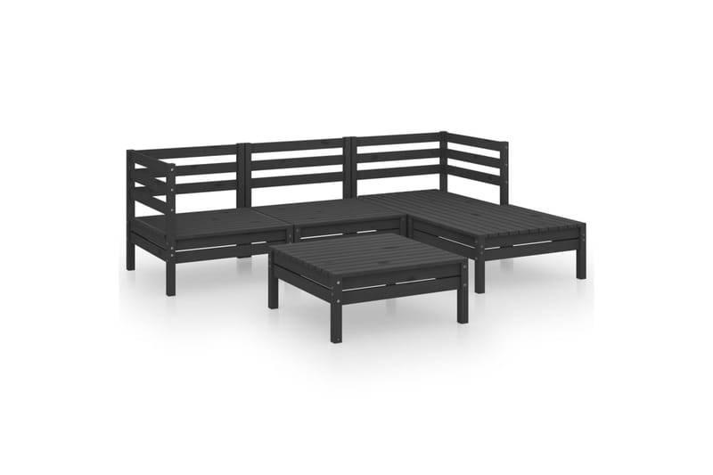 Hagesofagruppe 5 deler svart heltre furu - Svart - Hagemøbler - Loungemøbler - Loungesett