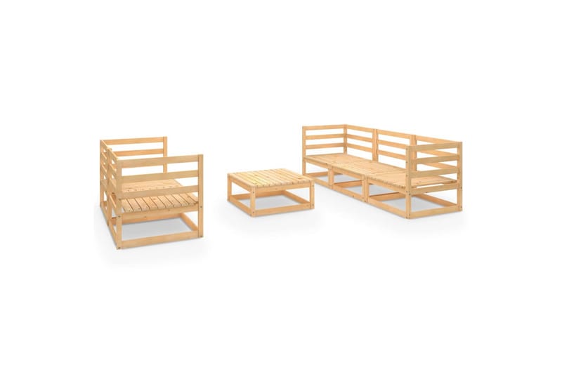 Hagesofagruppe 6 deler heltre furu - Brun - Hagemøbler - Loungemøbler - Loungesett