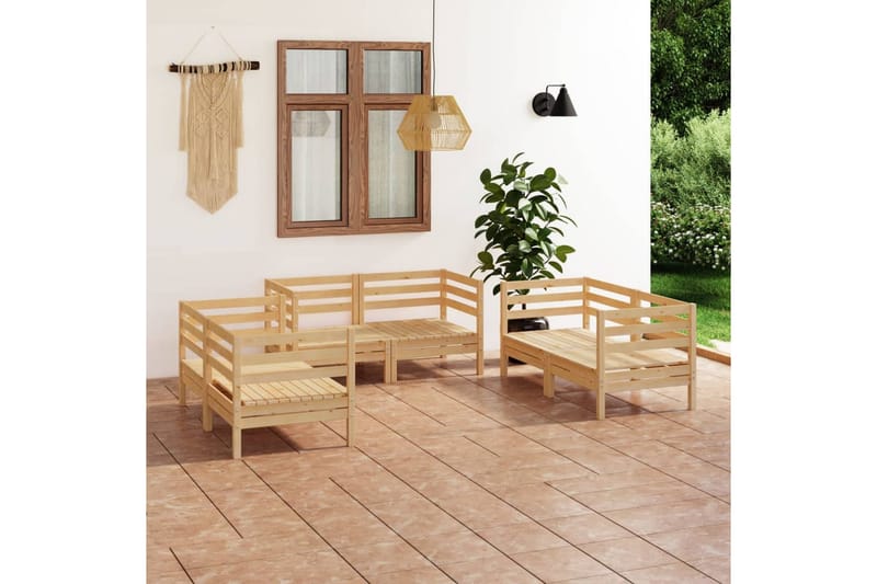 Hagesofagruppe 6 deler heltre furu - Brun - Verandamøbler - Sofagruppe utendørs - Loungesett