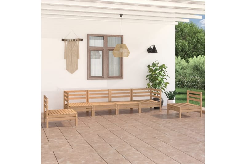 Hagesofagruppe 6 deler heltre furu - Brun - Hagemøbler - Loungemøbler - Loungesett