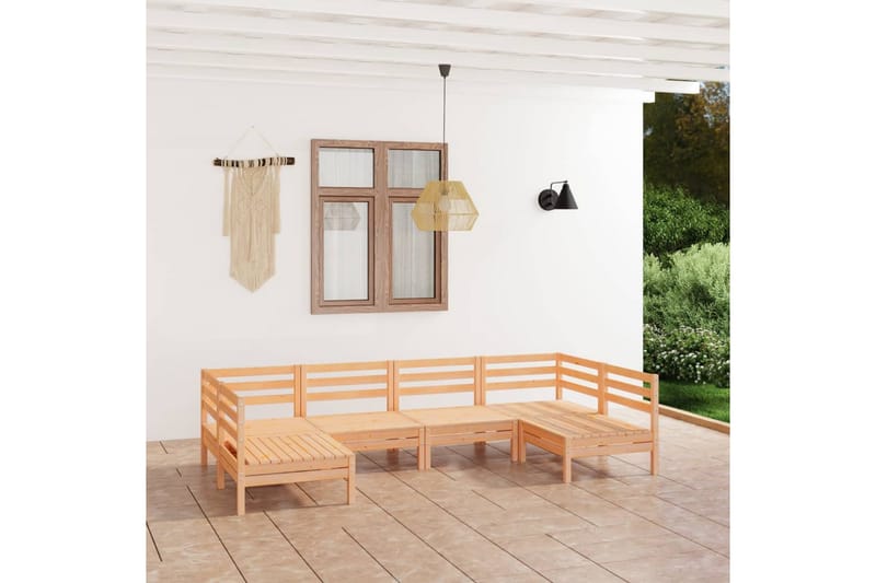 Hagesofagruppe 6 deler heltre furu - Brun - Hagemøbler - Loungemøbler - Loungesett