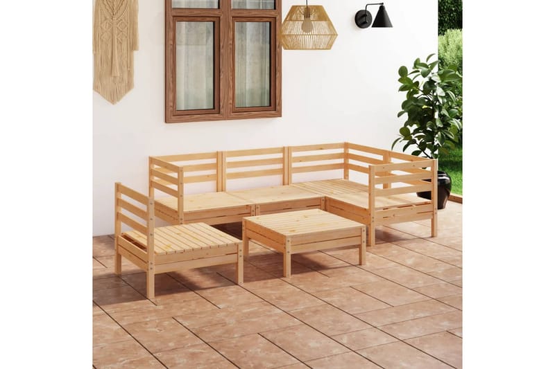 Hagesofagruppe 6 deler heltre furu - Brun - Hagemøbler - Loungemøbler - Loungesett