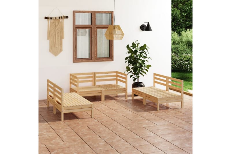 Hagesofagruppe 6 deler heltre furu - Brun - Hagemøbler - Loungemøbler - Loungesett