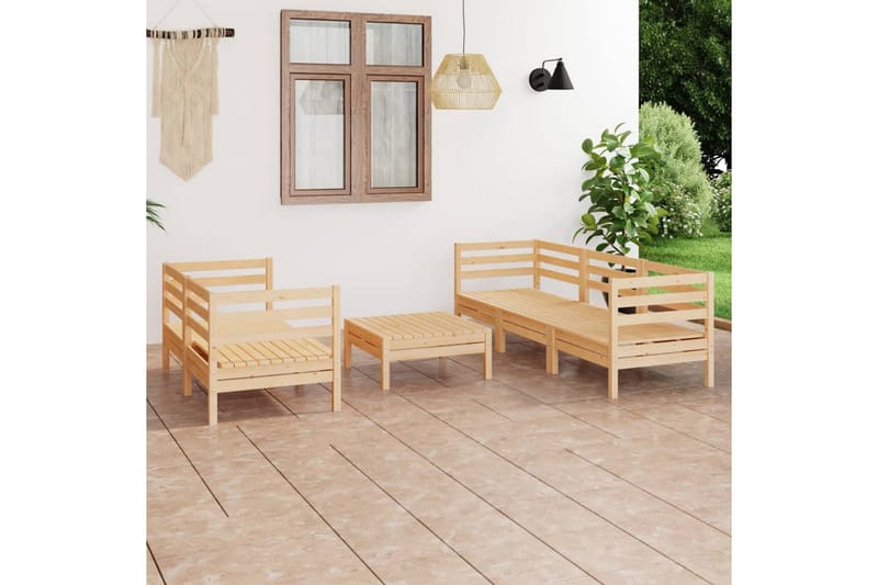Hagesofagruppe 6 deler heltre furu - Brun - Verandamøbler - Sofagruppe utendørs - Loungesett