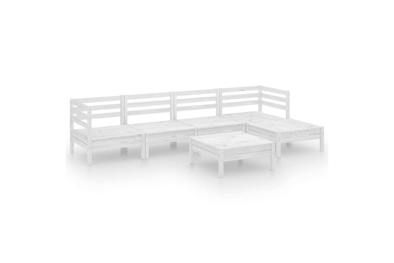 Hagesofagruppe 6 deler heltre furu hvit - Hvit - Verandamøbler - Sofagruppe utendørs - Loungesett