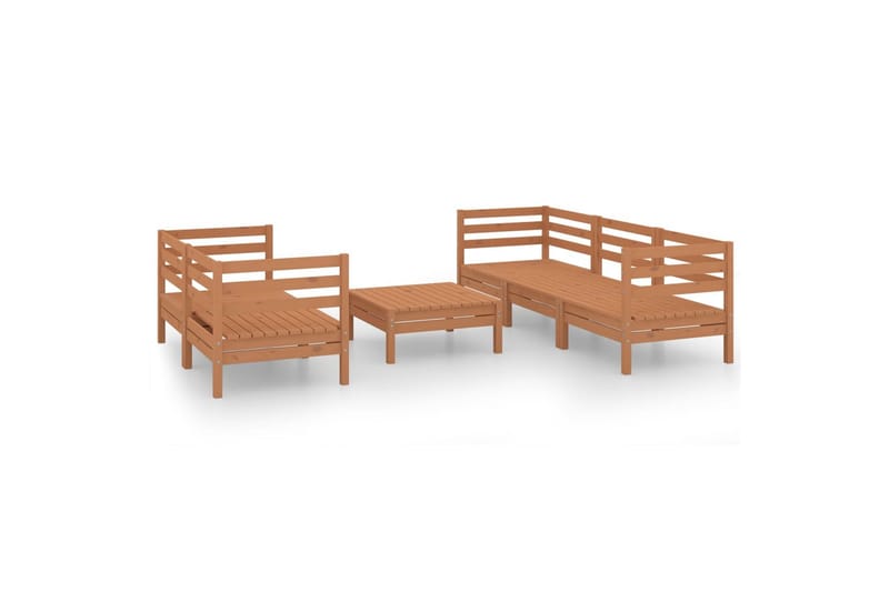 Hagesofagruppe 6 deler honningbrun heltre furu - Brun - Hagemøbler - Loungemøbler - Loungesett