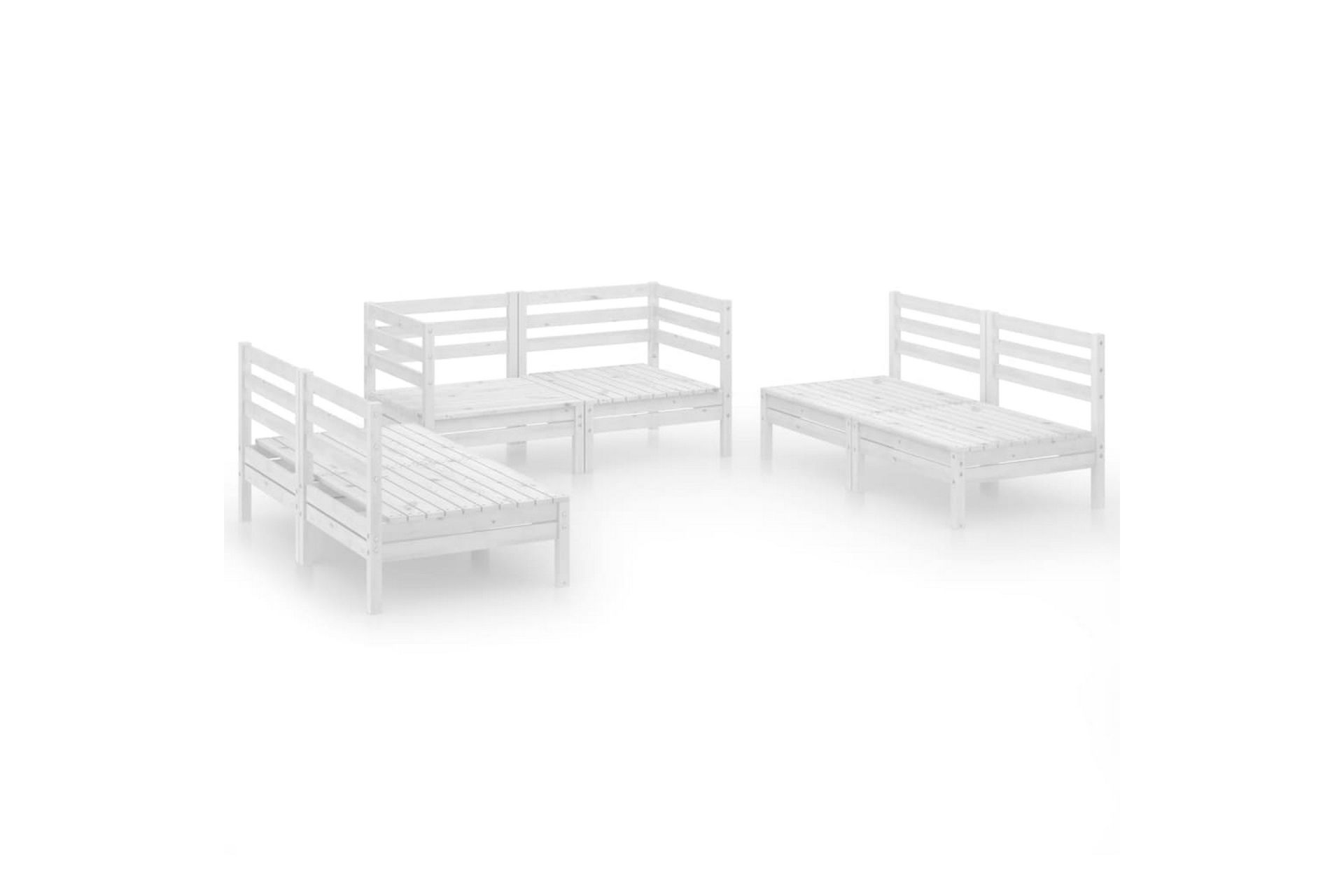 Hagesofagruppe 6 deler hvit heltre furu - Hvit - Hagemøbler - Loungemøbler - Loungesett