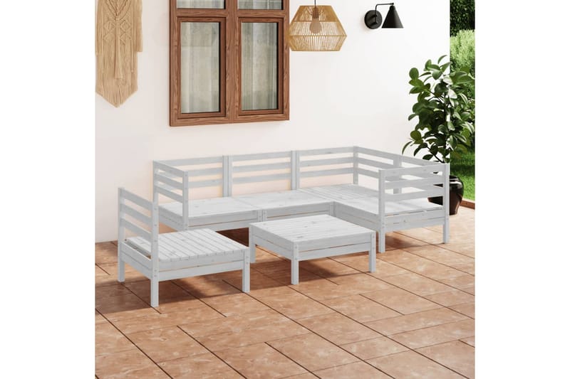 Hagesofagruppe 6 deler hvit heltre furu - Hvit - Hagemøbler - Loungemøbler - Loungesett