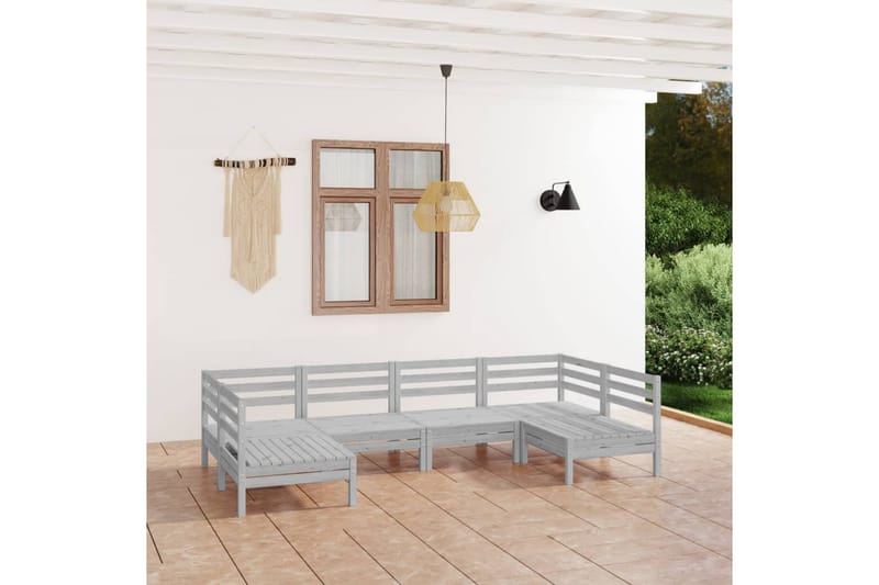 Hagesofagruppe 6 deler hvit heltre furu - Hvit - Hagemøbler - Loungemøbler - Loungesett